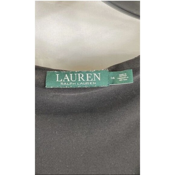 Ralph Lauren Women's Black Ruched Vneck Knee Ruched Dress Size 14 EUC - Picture 4 of 8
